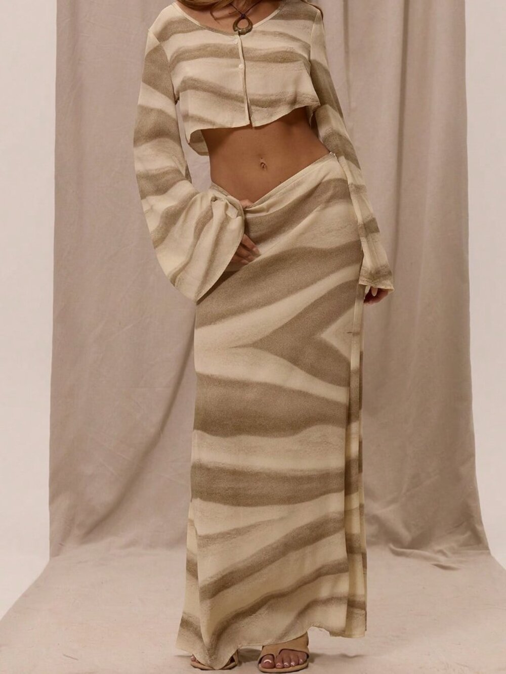 Multicolor Casual Women's Low Rise Patterned Maxi Skirt